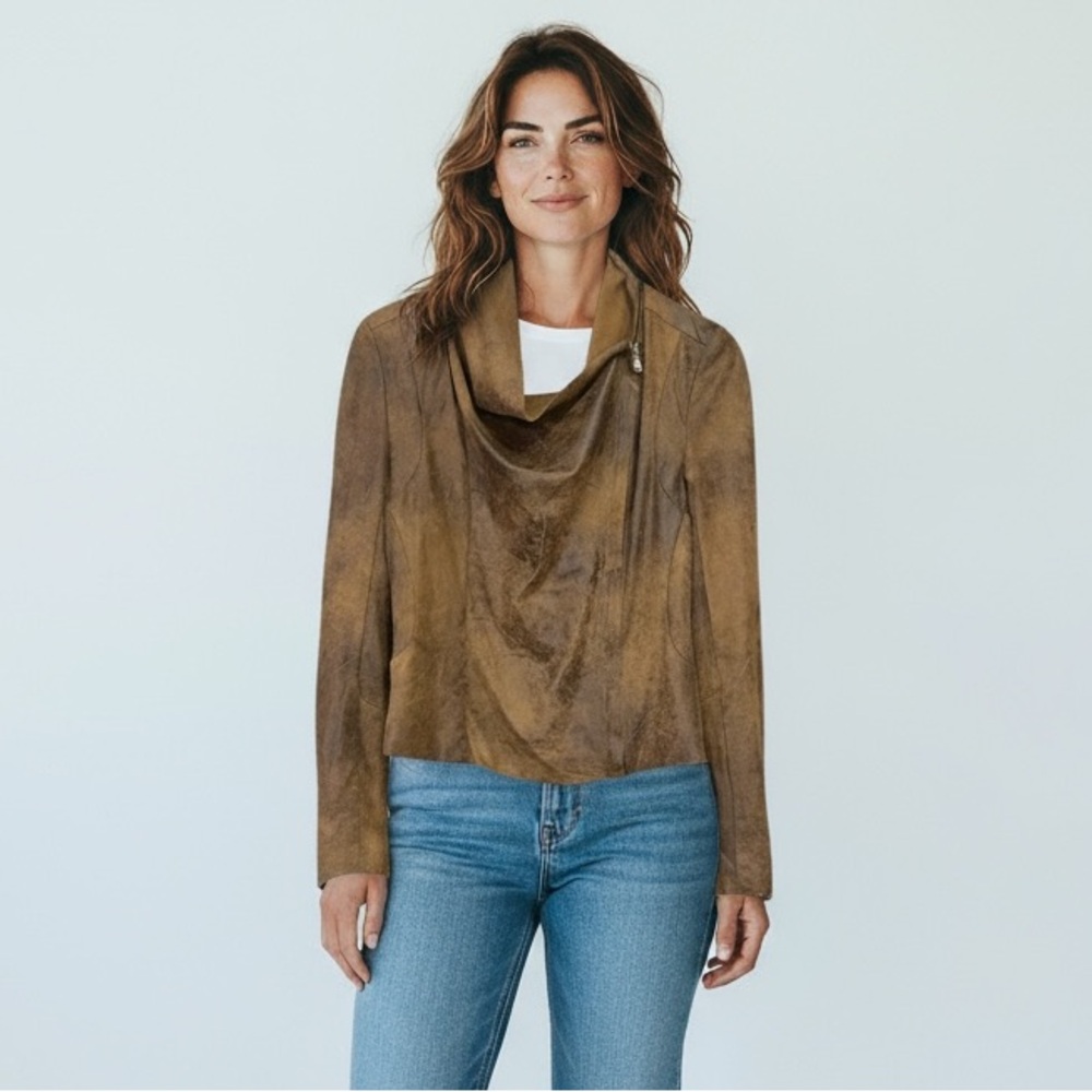 Silence + Noise Urban Outfitters Vegan Faux Leather Distressed Moto Jacket Small - Picture 3 of 9